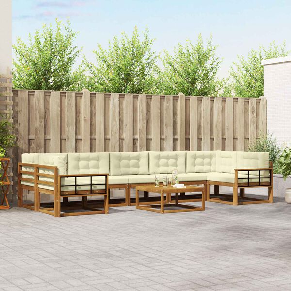 vidaXL Conjunto de Sof&aacute;s para Exterior 8 pcs Natural e Creme