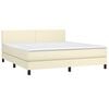 vidaXL Cama com molas/colch&atilde;o 180x200 cm couro artificial cor creme