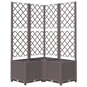 vidaXL Vaso/floreira jardim c/ treli&ccedil;a 80x80x136 cm PP castanho