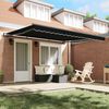 vidaXL Toldo Retr&aacute;til Manual Preto 400 &times; 350 cm Poli&eacute;ster e A&ccedil;o