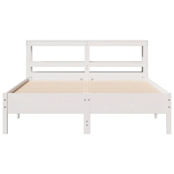 vidaXL Cama sem colch&atilde;o 150x200 cm madeira de pinho maci&ccedil;a branco