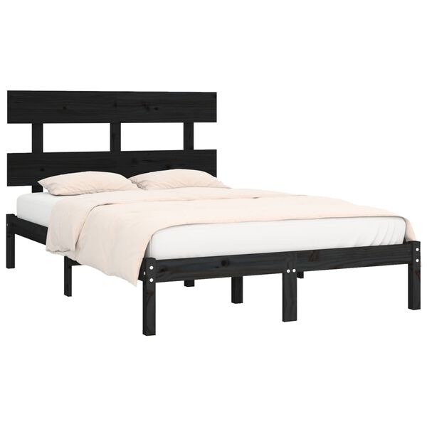vidaXL Estrutura de cama 200x200 cm madeira maciça preto