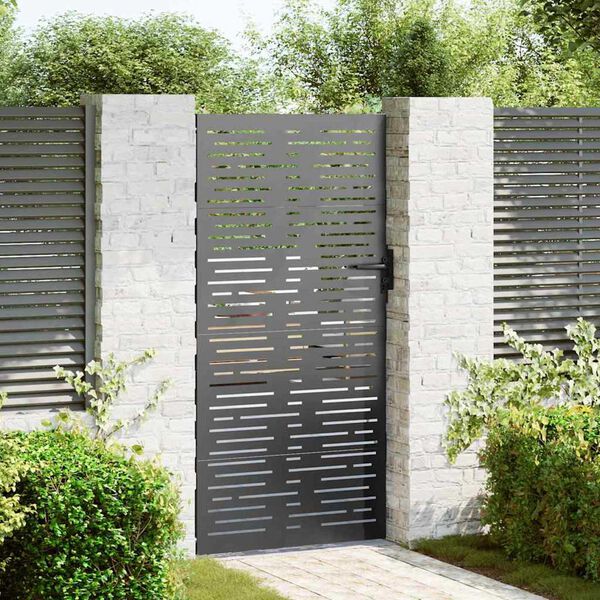 vidaXL Portão de jardim 85x175 cm aço corten design quadrados