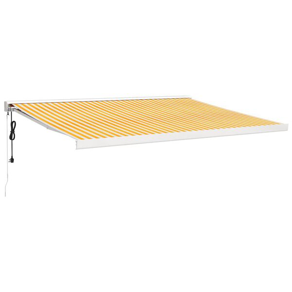 vidaXL Toldo retr&aacute;til 4,5x3 m tecido e alum&iacute;nio amarelo e branco