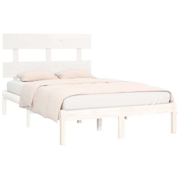 vidaXL Estrutura cama pequena casal 120x190 cm pinho maci&ccedil;o branco