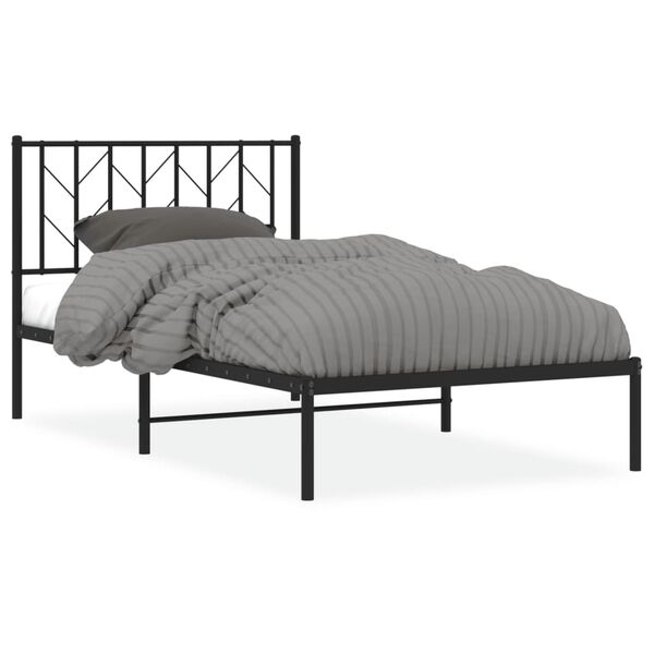 vidaXL Estrutura de cama com cabeceira 100x190 cm metal preto