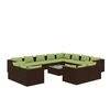 vidaXL 13 pcs conjunto lounge de jardim c/ almofad&otilde;es vime PE castanho