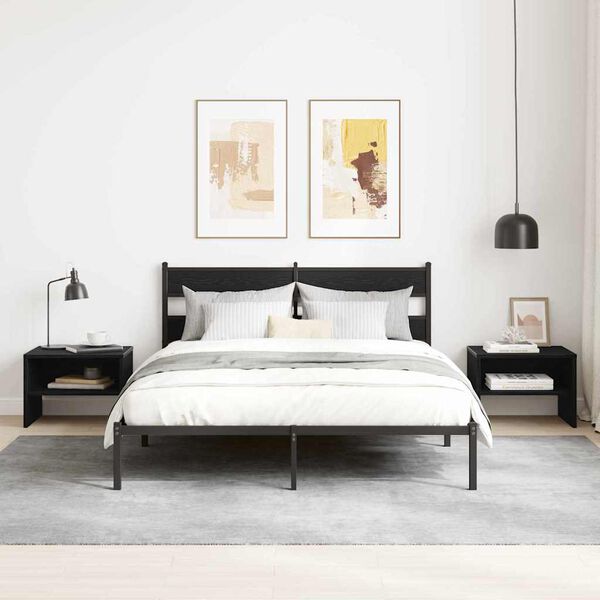 vidaXL Arm&aacute;rio de Cabeceira Carvalho preto 40 x 40 x 30 cm