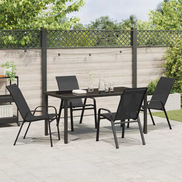 vidaXL Conjunto de Jantar para Jardim 5 pcs Preto