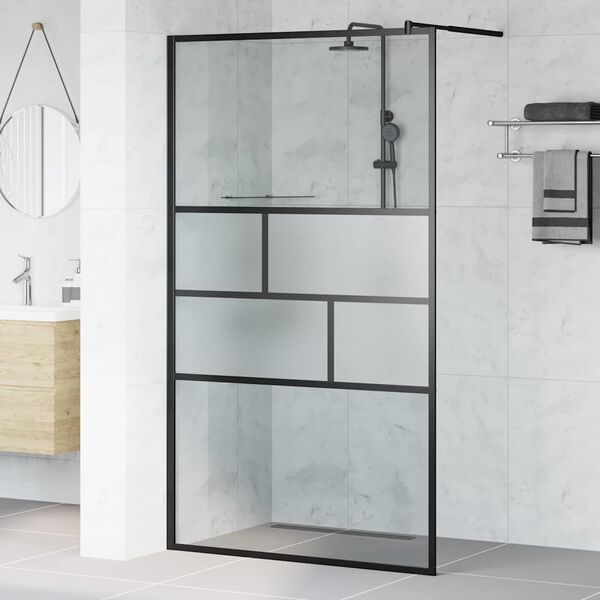 vidaXL Parede de Chuveiro Walk-in Preto 80 x 195 x 0.5 cm
