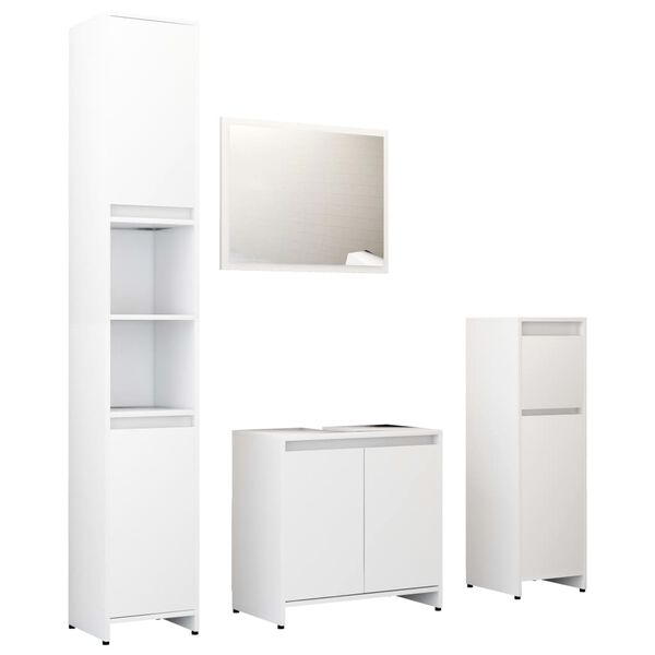 vidaXL 4 pcs conjunto de móveis de casa de banho contraplacado branco