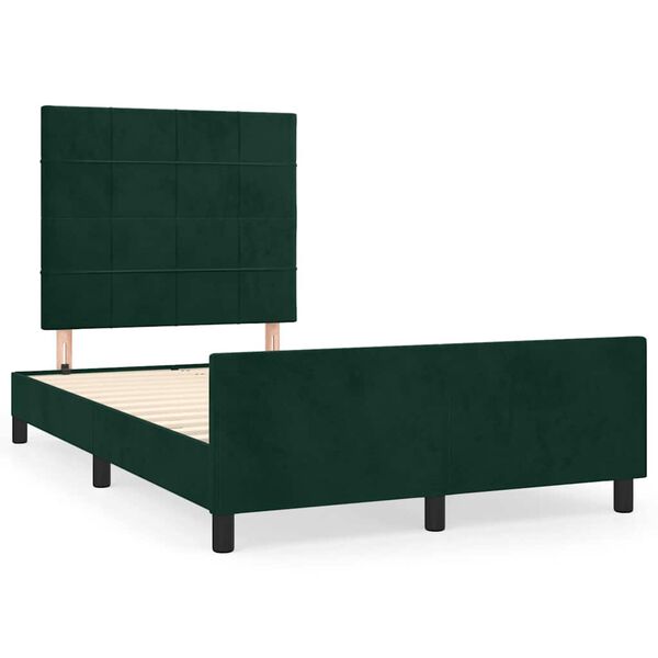 vidaXL Estrutura de cama com colch&atilde;o verde escuro 120x190 cm Veludo
