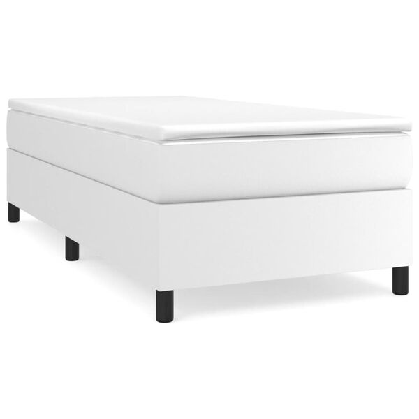 vidaXL Cama com molas/colchão 90x190 cm couro artificial branco