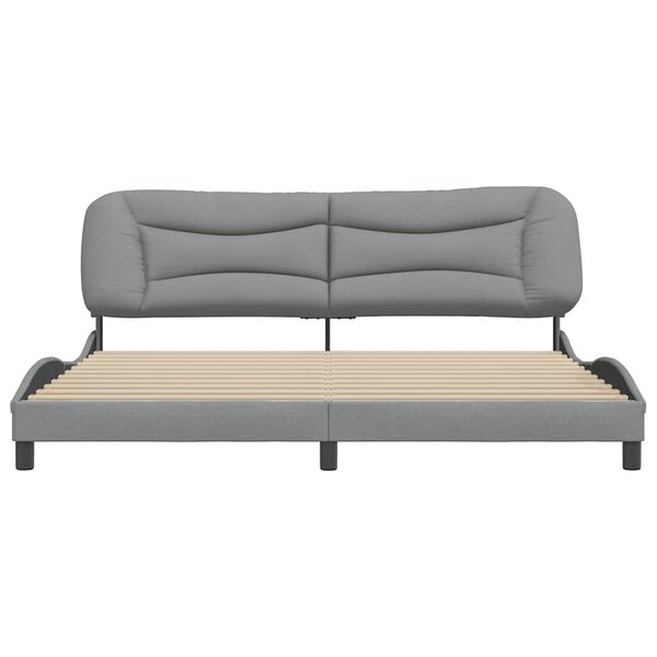 vidaXL Estrutura de cama sem colch&atilde;o Hvar 200x200 cm tecido cinzento-claro