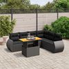 vidaXL 7 pcs conjunto de sof&aacute;s p/ jardim c/ almofad&otilde;es vime PE preto