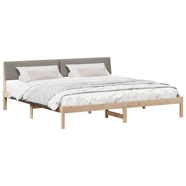 vidaXL Estrutura da cama com cabeceira Marrom e taupe 200 x 200 cm