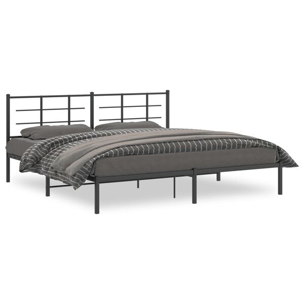 vidaXL Estrutura de cama com cabeceira 193x203 cm metal preto