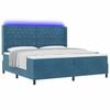 vidaXL Cama Box com colch&atilde;o com led Azul 200 x 200 cm Veludo
