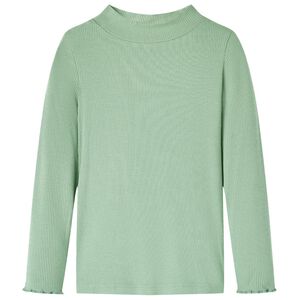 vidaXL T-shirt manga comprida para crian&ccedil;a de meia gola menta-escuro 128