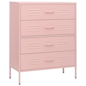 vidaXL C&oacute;moda/aparador com gavetas a&ccedil;o 80x35x101,5 cm rosa