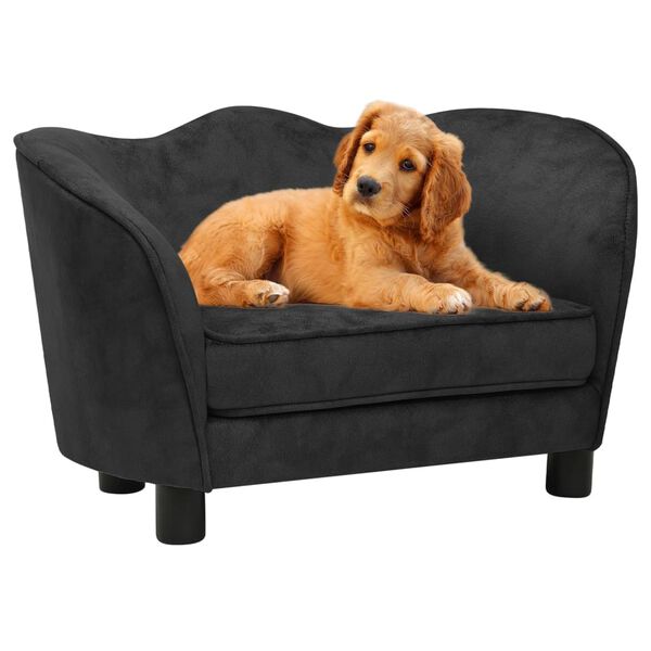 vidaXL Sof&aacute; para c&atilde;es 66x43x40 cm pel&uacute;cia preto