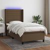 vidaXL Cama box spring c/ colch&atilde;o/LED 90x200 cm tecido castanho-escuro