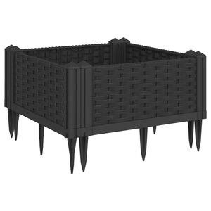 vidaXL Vaso/floreira de jardim c/ estacas 42,5x42,5x28,5 cm PP preto