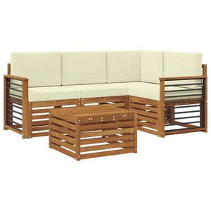 vidaXL Conjunto de Sof&aacute;s para Exterior 5 pcs Natural e Creme