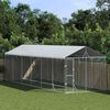 vidaXL Canil de exterior com teto 3x9x2,5 m a&ccedil;o galvanizado prateado