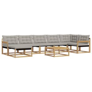 vidaXL Conjunto de Sof&aacute;s para Exterior 8 unid. Branco e Cinzento-Claro