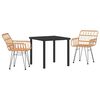 vidaXL Conjunto de Jantar para Jardim 3 unid. Castanho