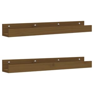 vidaXL Prateleiras de parede 2 pcs 80x12x9cm pinho maci&ccedil;o castanho-mel