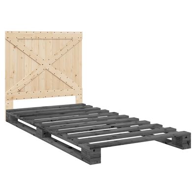vidaXL Estrutura de cama com cabeceira 100x200cm pinho maciço cinza
