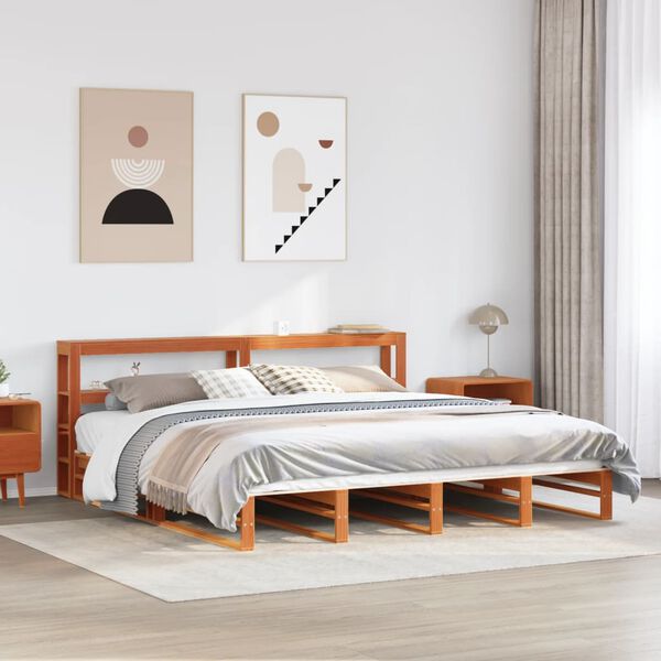 vidaXL Cama sem colch&atilde;o 180x200 cm pinho maci&ccedil;o castanho-mel