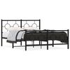 vidaXL Estrutura de cama com cabeceira e p&eacute;s 140x190 cm metal preto