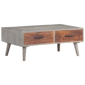 vidaXL Mesa de centro 100x60x40 cm mangueira maci&ccedil;a &aacute;spera cinzento