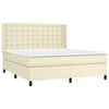 vidaXL Cama box spring c/ colch&atilde;o/LED 180x200cm couro artificial creme