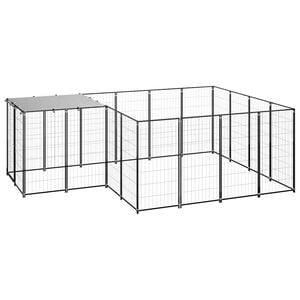 vidaXL Canil para c&atilde;es 6,05 m&sup2; a&ccedil;o preto