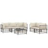 vidaXL 6 pcs conjunto lounge de jardim c/ almofad&otilde;es vime PE antracite