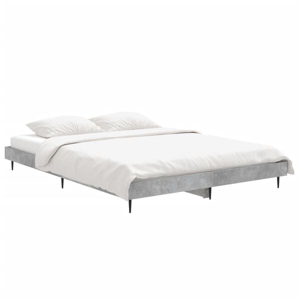 vidaXL Estrutura de cama 135x190 cm derivados de madeira cinza cimento