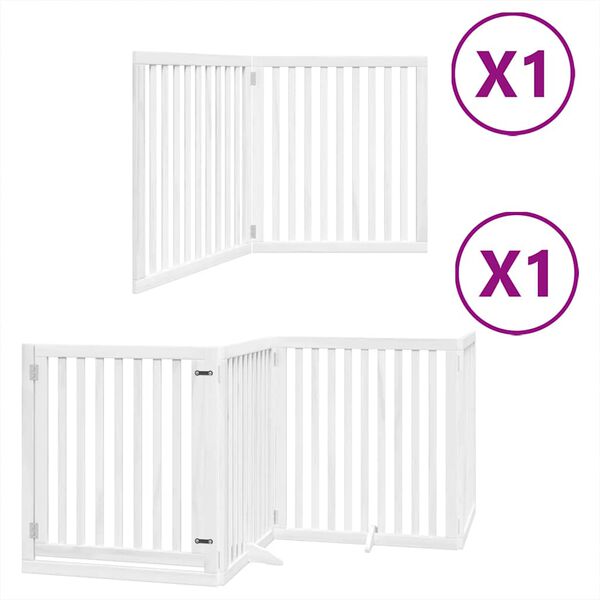 vidaXL Port&atilde;o p/ c&atilde;es com porta dobr&aacute;vel 6 pain&eacute;is 480 cm &aacute;lamo branco