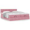 vidaXL Estrutura de cama otomana com colchões 180x200 cm veludo rosa