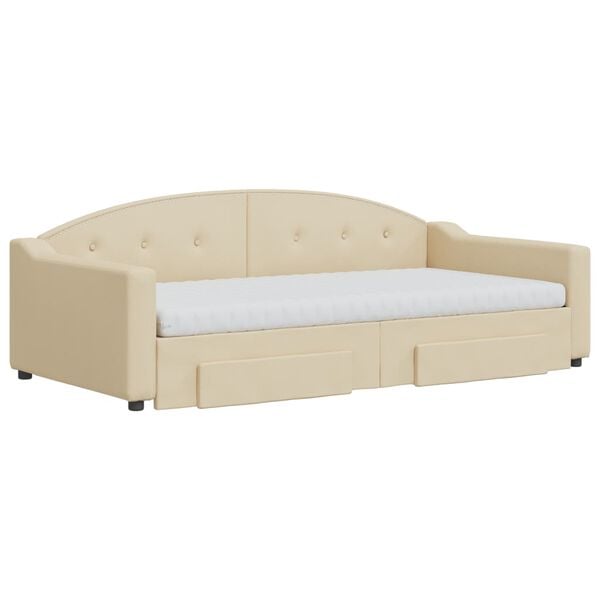 vidaXL Sof&aacute;-cama com gavet&atilde;o e gavetas 100x200 cm tecido cor creme