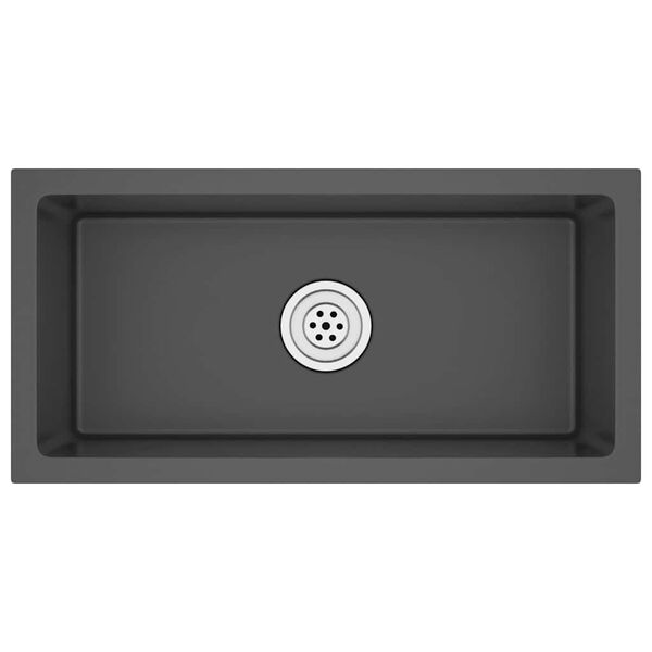 vidaXL Lava-louça de cozinha artesanal aço inoxidável preto