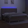 vidaXL Cama box spring colch&atilde;o/LED 200x200cm tecido cinza-acastanhado
