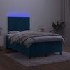 vidaXL Cama box spring c/ colch&atilde;o/LED 120x200 cm veludo azul-escuro