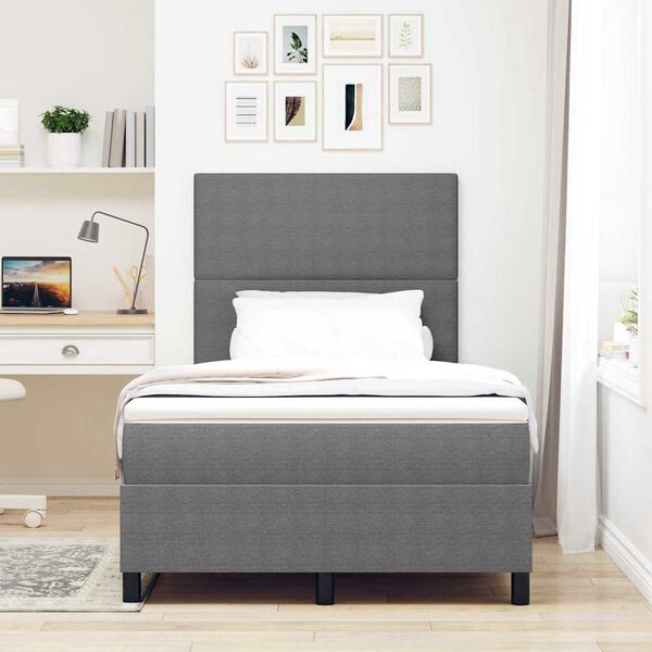 vidaXL Cama Box Spring LED Cinza Claro e Branco 120 x 200 cm