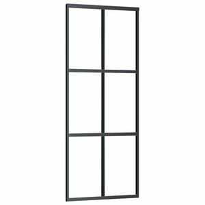 vidaXL Porta deslizante em vidro ESG e alum&iacute;nio 76x205 cm preto