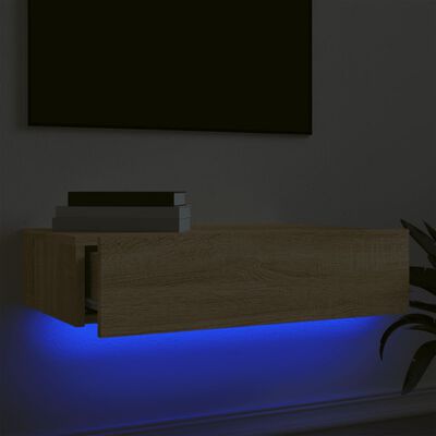vidaXL Móvel de TV com luzes LED 60x35x15,5 cm carvalho sonoma