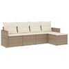 vidaXL 5 pcs conjunto de sof&aacute;s p/ jardim com almofad&otilde;es vime PE bege